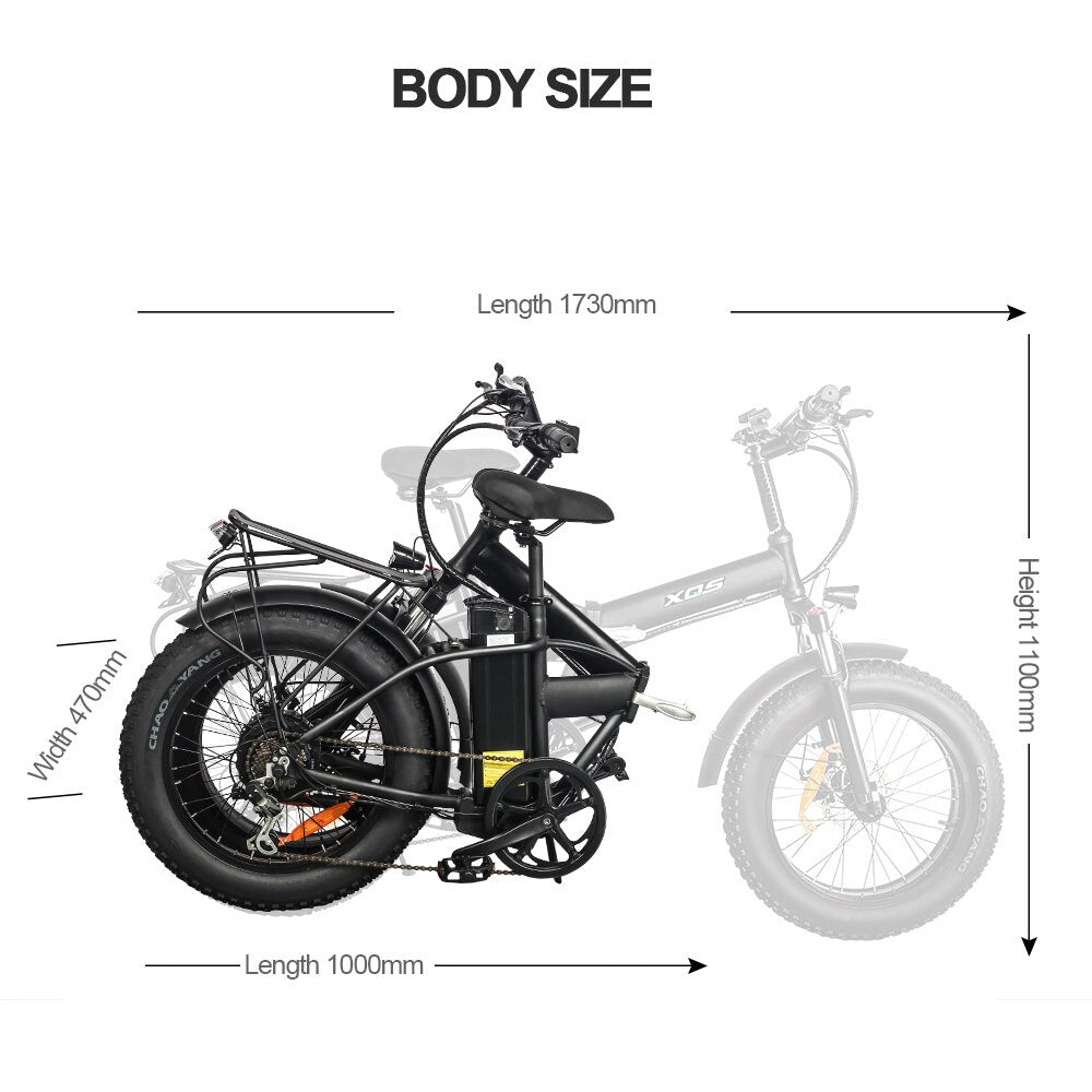 XQS-Q20 Electric Bike 1000W Motor 14AH Bicycles Electric Mountain Bike Snow Bicycle 20×4.0 Fat Tire ebike Folded Ebike Cycling