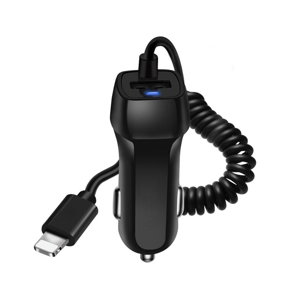 Universal Car Charger With 1.5m USB Cable Mobile Phone Charger For iphone for Samsung Micro USB Type C Fast Car Phone Charger