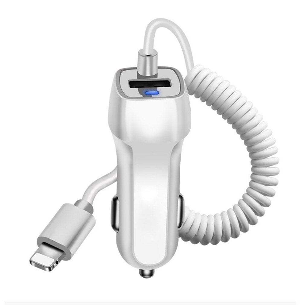 Universal Car Charger With 1.5m USB Cable Mobile Phone Charger For iphone for Samsung Micro USB Type C Fast Car Phone Charger