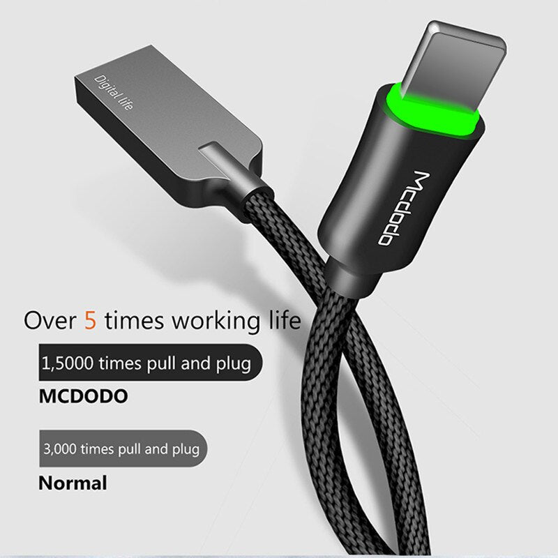 MCDODO Auto Disconnet USB Cable Fast Charging Mobile Phone Charger Data Cord For iPhone 12 11 Pro Max Xs Xr X 8 7 6s 6 Plus iPad