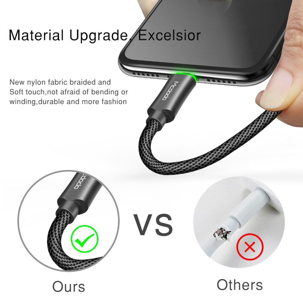 MCDODO Auto Disconnet USB Cable Fast Charging Mobile Phone Charger Data Cord For iPhone 12 11 Pro Max Xs Xr X 8 7 6s 6 Plus iPad