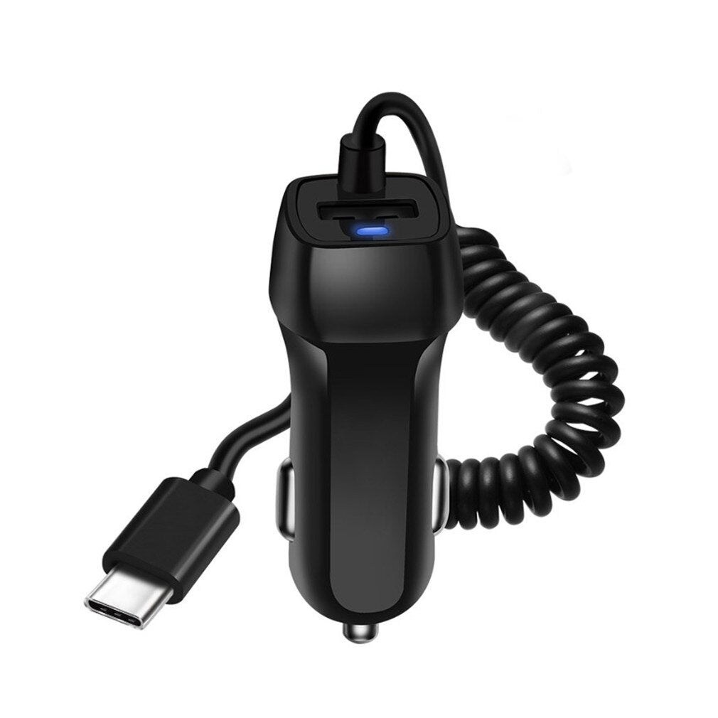 Universal Car Charger With 1.5m USB Cable Mobile Phone Charger For iphone for Samsung Micro USB Type C Fast Car Phone Charger