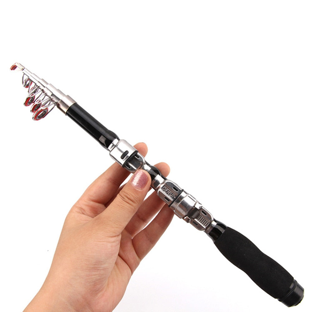 Carbon Fiber Fishing Rod Super Short Mini Pocket Portable Pocket Spinning Pole Telescopic Fishing Rod 1.2m 1.5m 1.7m 1.9m 2.1m