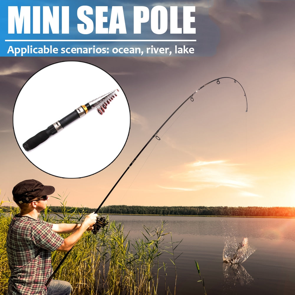 Carbon Fiber Fishing Rod Super Short Mini Pocket Portable Pocket Spinning Pole Telescopic Fishing Rod 1.2m 1.5m 1.7m 1.9m 2.1m