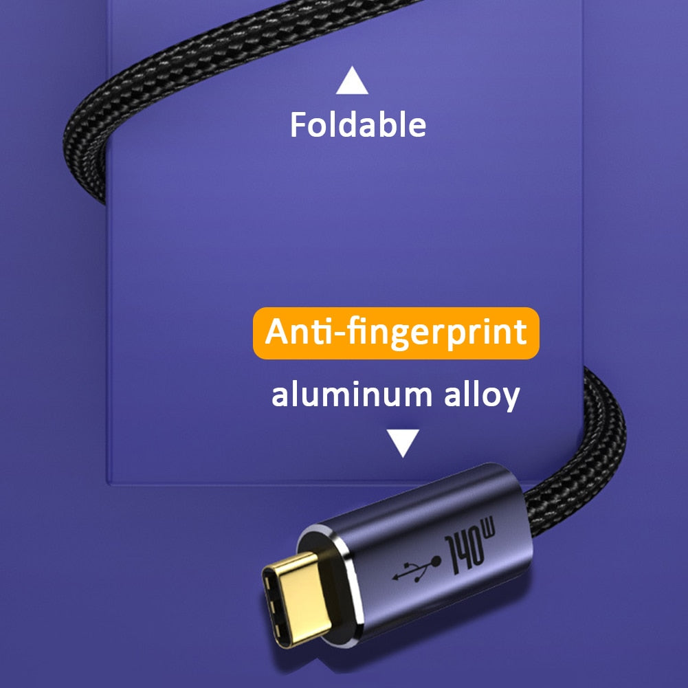140W Type C PD3.1 Fast Charging Cable Adapter USB C to Type C Cable Cord for MacBook Pro/ Air for iPad for iPhone Samsung