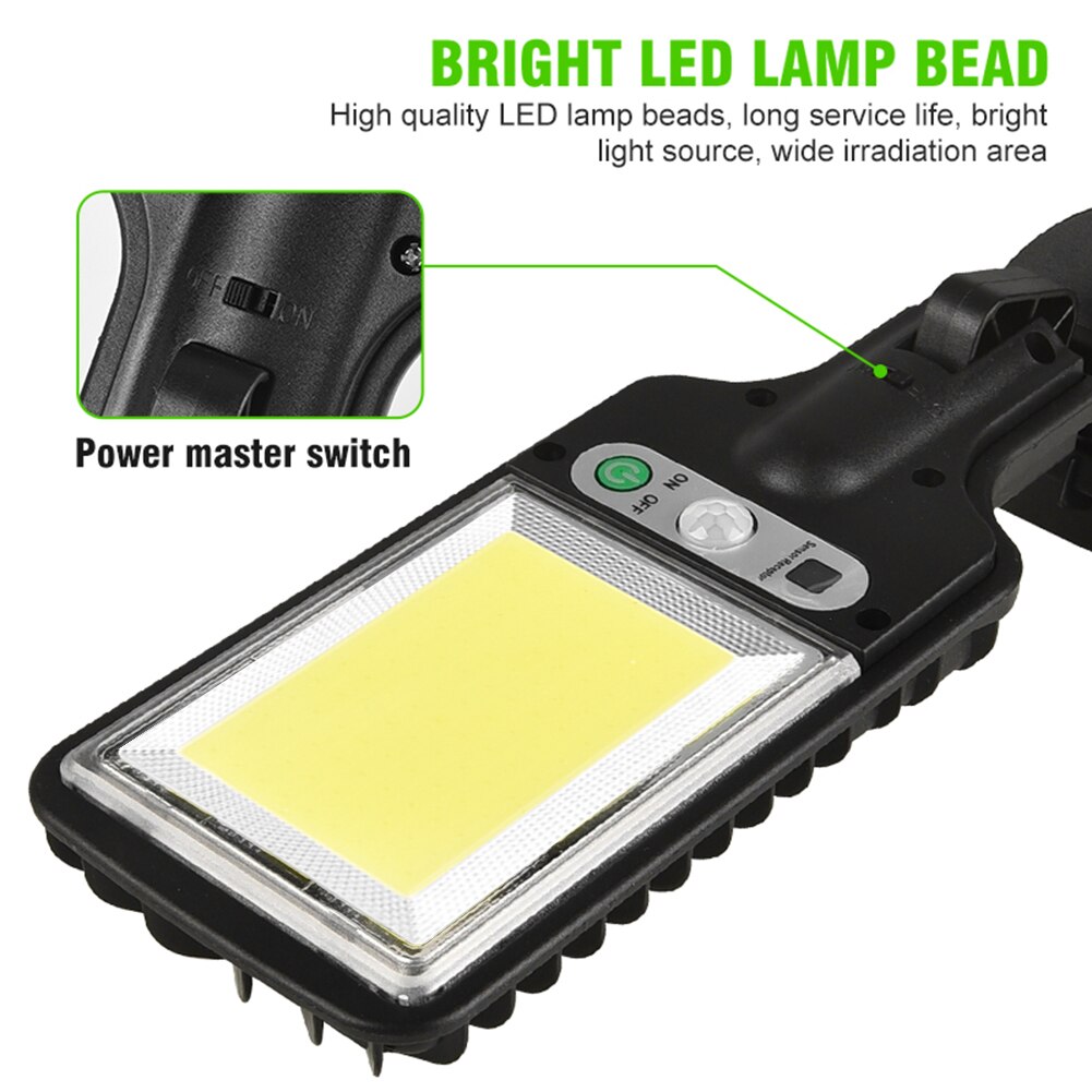Outdoor LED Solar Street Lights Motion Sensor 117COB Solar Street Light Waterproof 3 Light Mode Wall Lamp For Garden