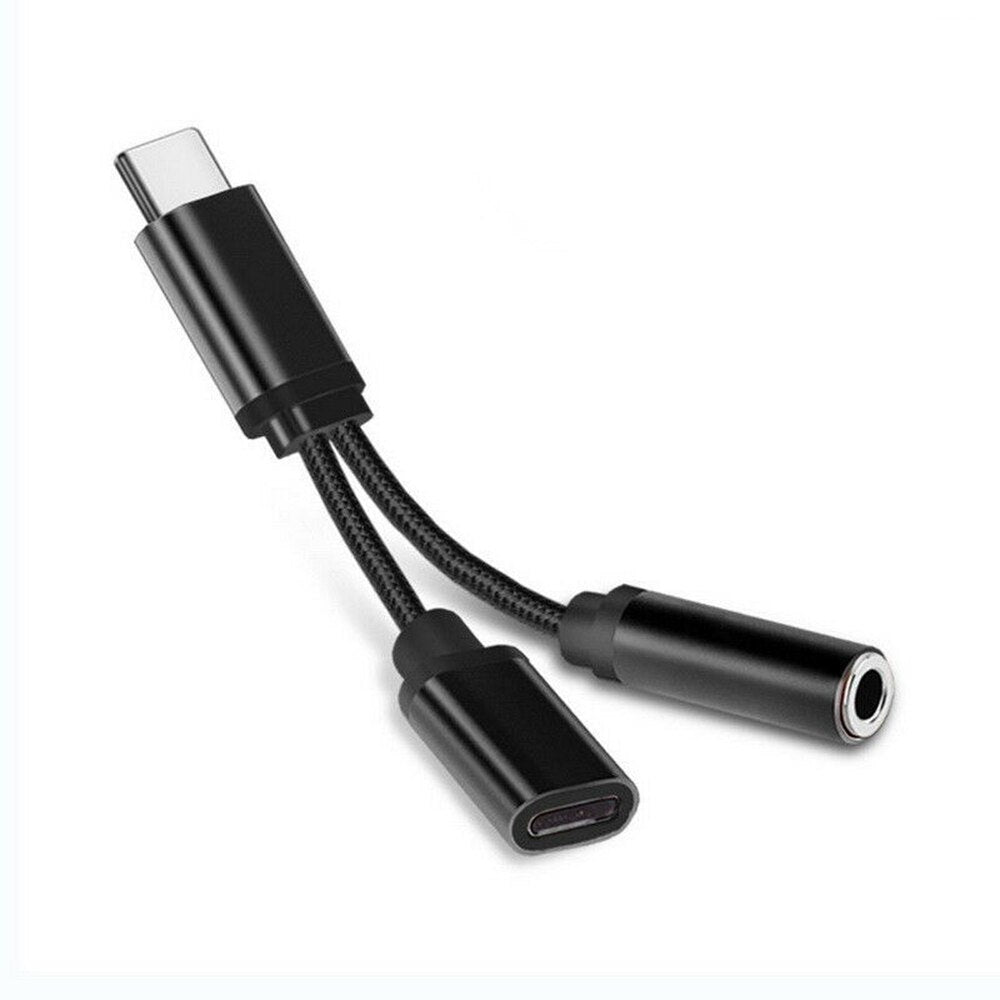 For Xiaomi Huawei to 3.5mm Earphone Audio Adapter for iPhone 3.5mm Headphones AUX Charging Cable 2 In 1 Splitter For IOS 15