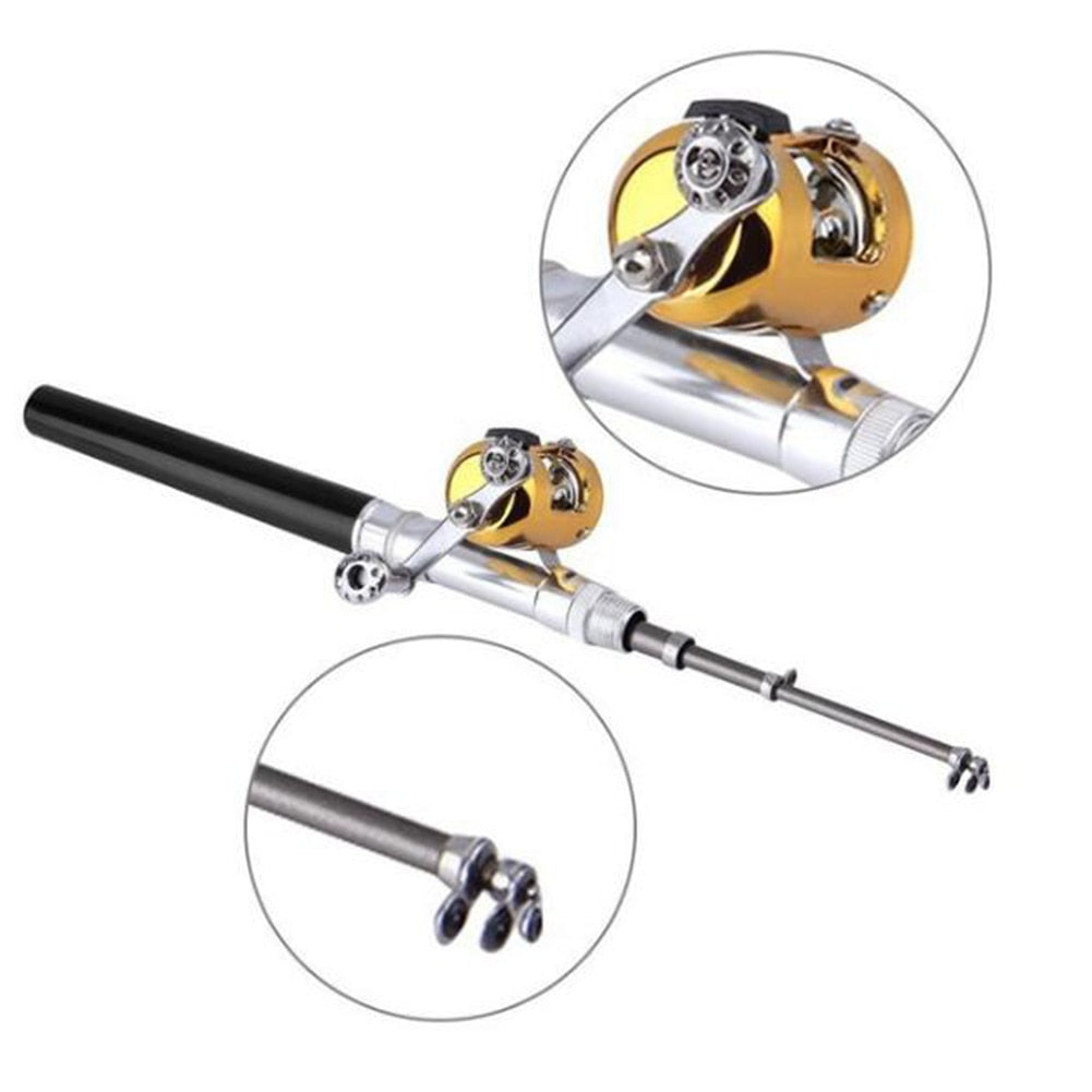 Portable Pocket Telescopic Mini Fishing Rod Pole Pen Shape Folded Fishing Rod Pole Pen Shape Folded River Lake Fishing Rod