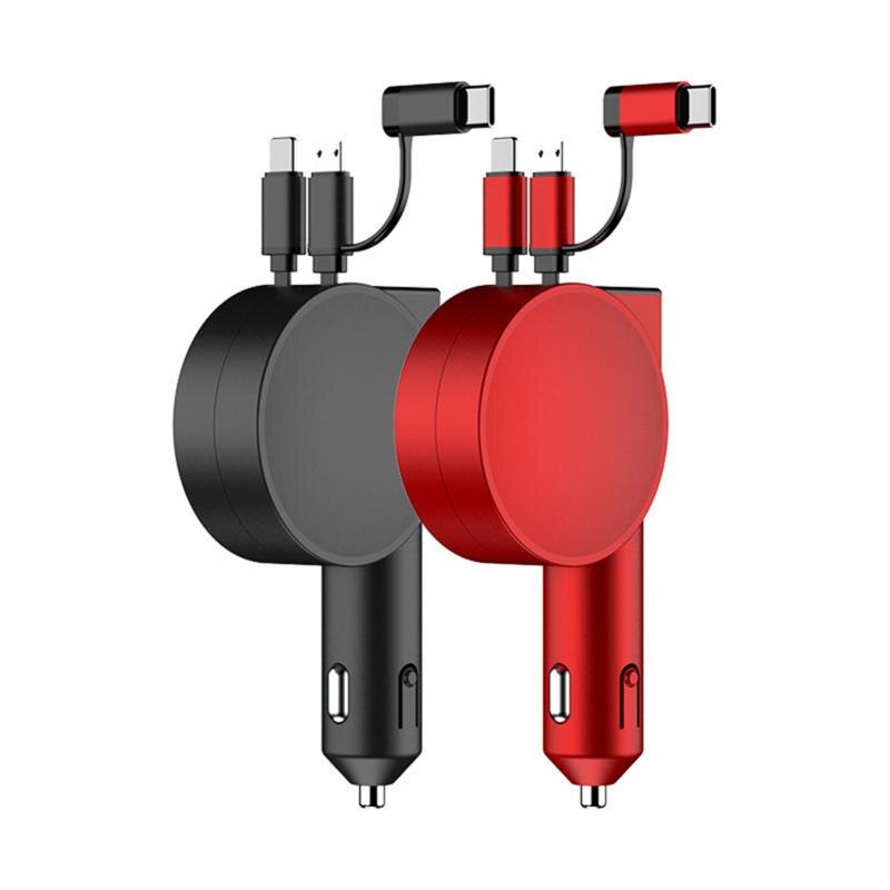 3-in-1 Retractable Car Charger Universal Charging Cables For IPhone IOS Android Huawei Samsung Xiaomi Telescopic Charge Cord