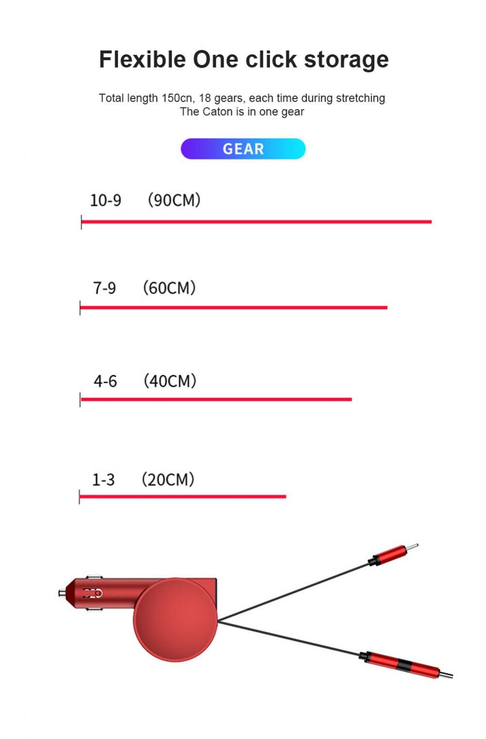 3-in-1 Retractable Car Charger Universal Charging Cables For IPhone IOS Android Huawei Samsung Xiaomi Telescopic Charge Cord
