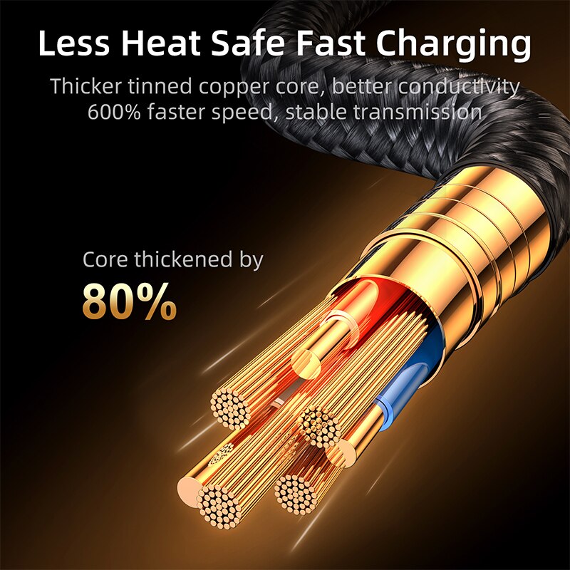Joyroom 90 Degree USB Data Cable For iPhone 14 13 12 11 Pro Max Nylon Braided Fast Charging Cable 2.4A Super Fast Charging 1.2m