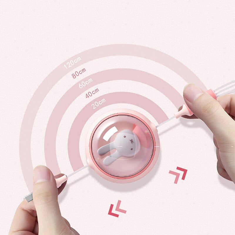 Miffy Retractable Charging Cable 3 in 1 USB C Cable for iPhone 13 14 Charger USB Type C Fast Charging for 14Pro Samsung Xiaomi