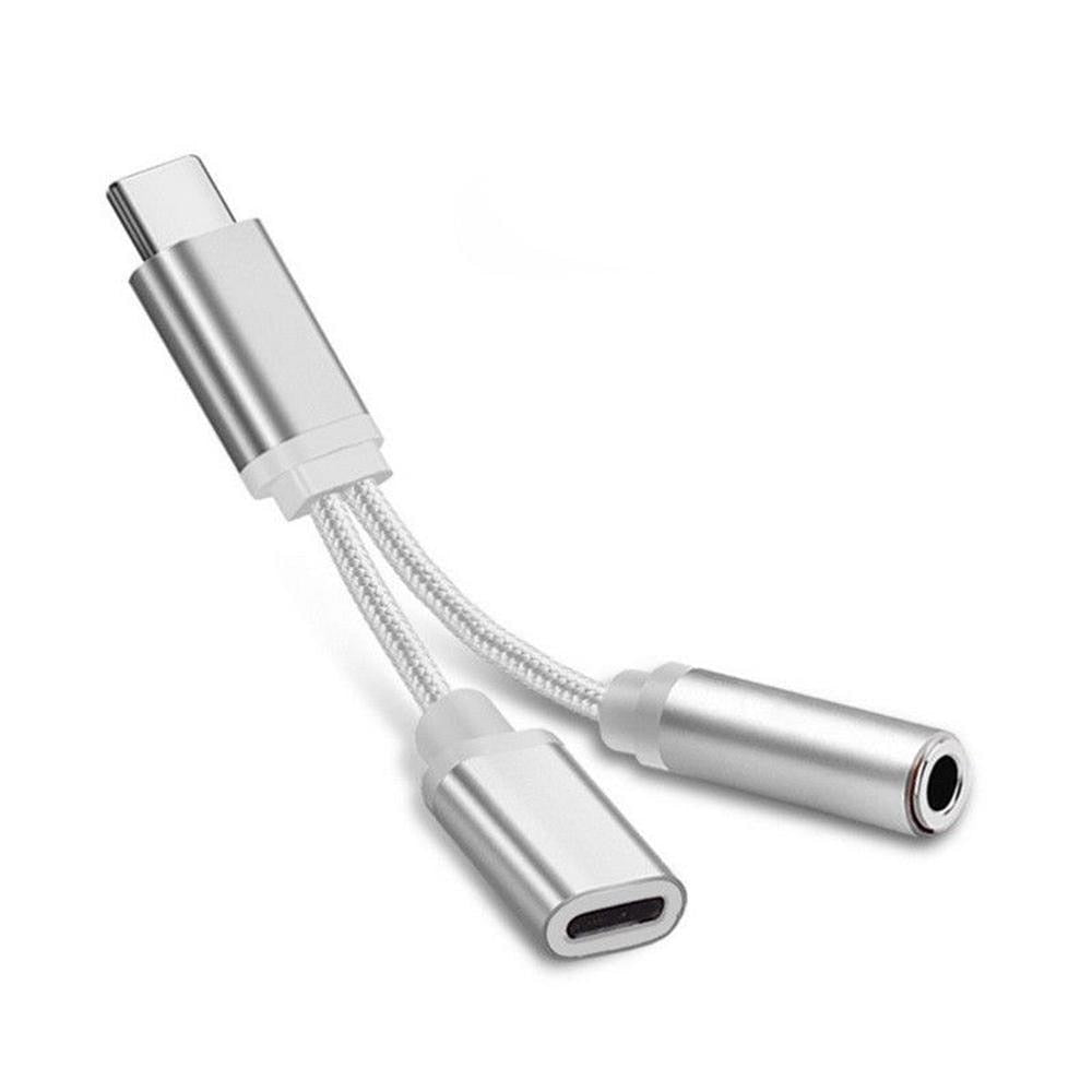 For Xiaomi Huawei to 3.5mm Earphone Audio Adapter for iPhone 3.5mm Headphones AUX Charging Cable 2 In 1 Splitter For IOS 15