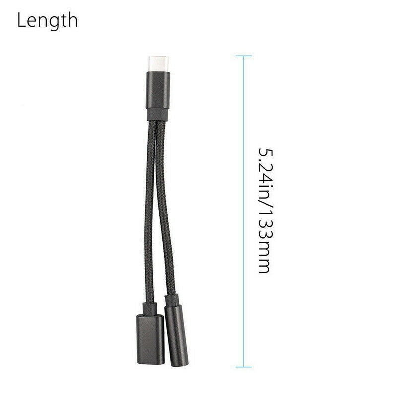 For Xiaomi Huawei to 3.5mm Earphone Audio Adapter for iPhone 3.5mm Headphones AUX Charging Cable 2 In 1 Splitter For IOS 15