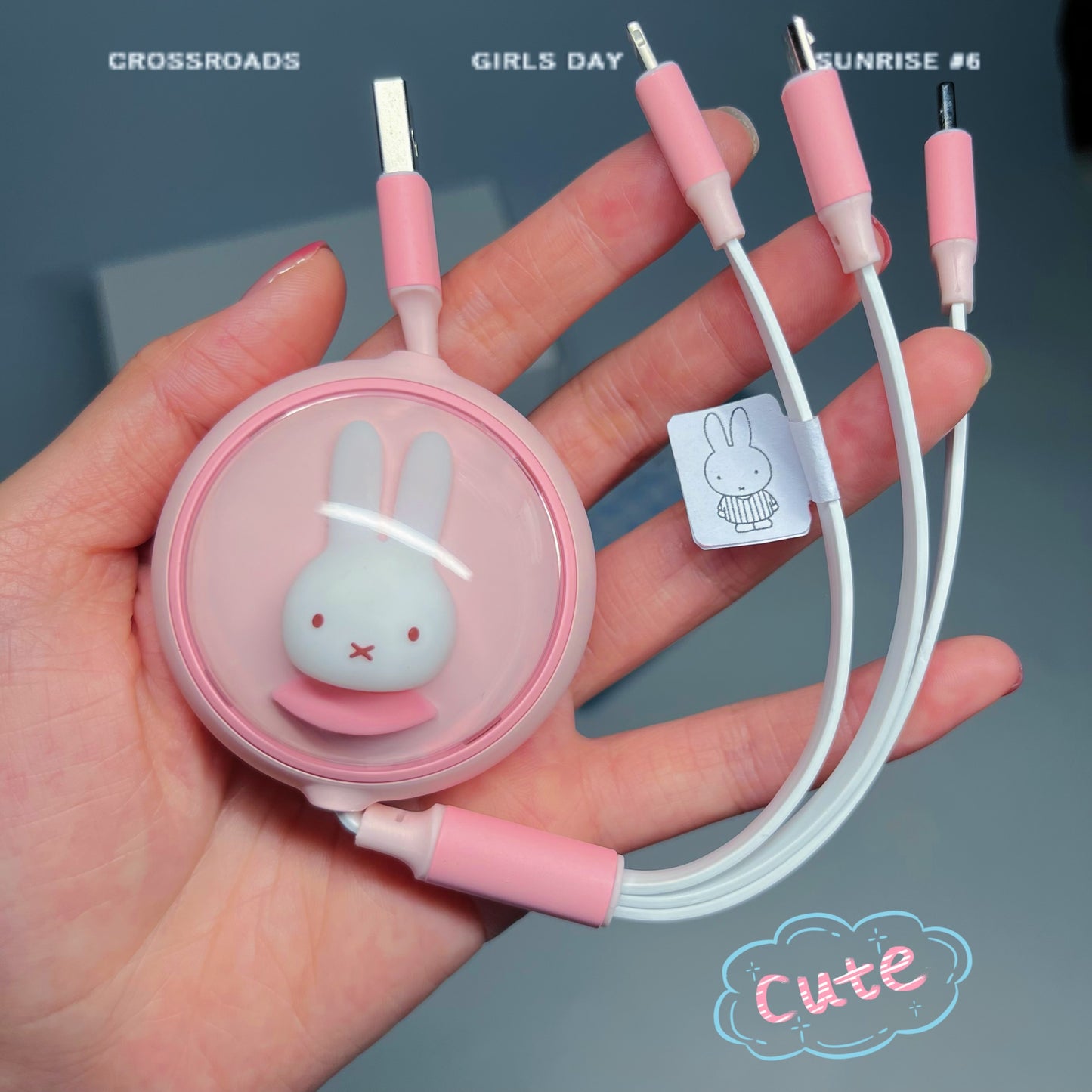 Miffy Retractable Charging Cable 3 in 1 USB C Cable for iPhone 13 14 Charger USB Type C Fast Charging for 14Pro Samsung Xiaomi