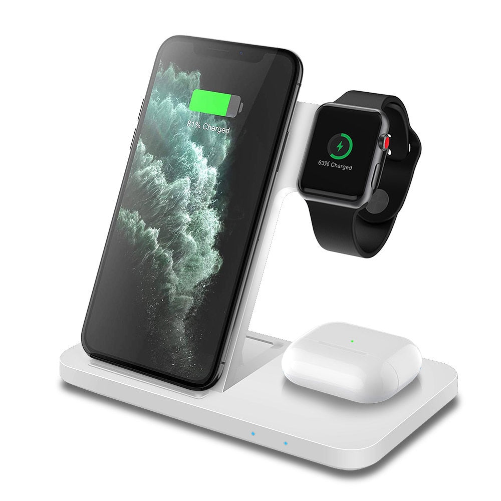 DCAE 15W Qi Fast Wireless Charger Dock Station For iPhone 14 13 12 11 XS XR X 8 Apple Watch 7 6 SE AirPods 3 Pro Charging Stand