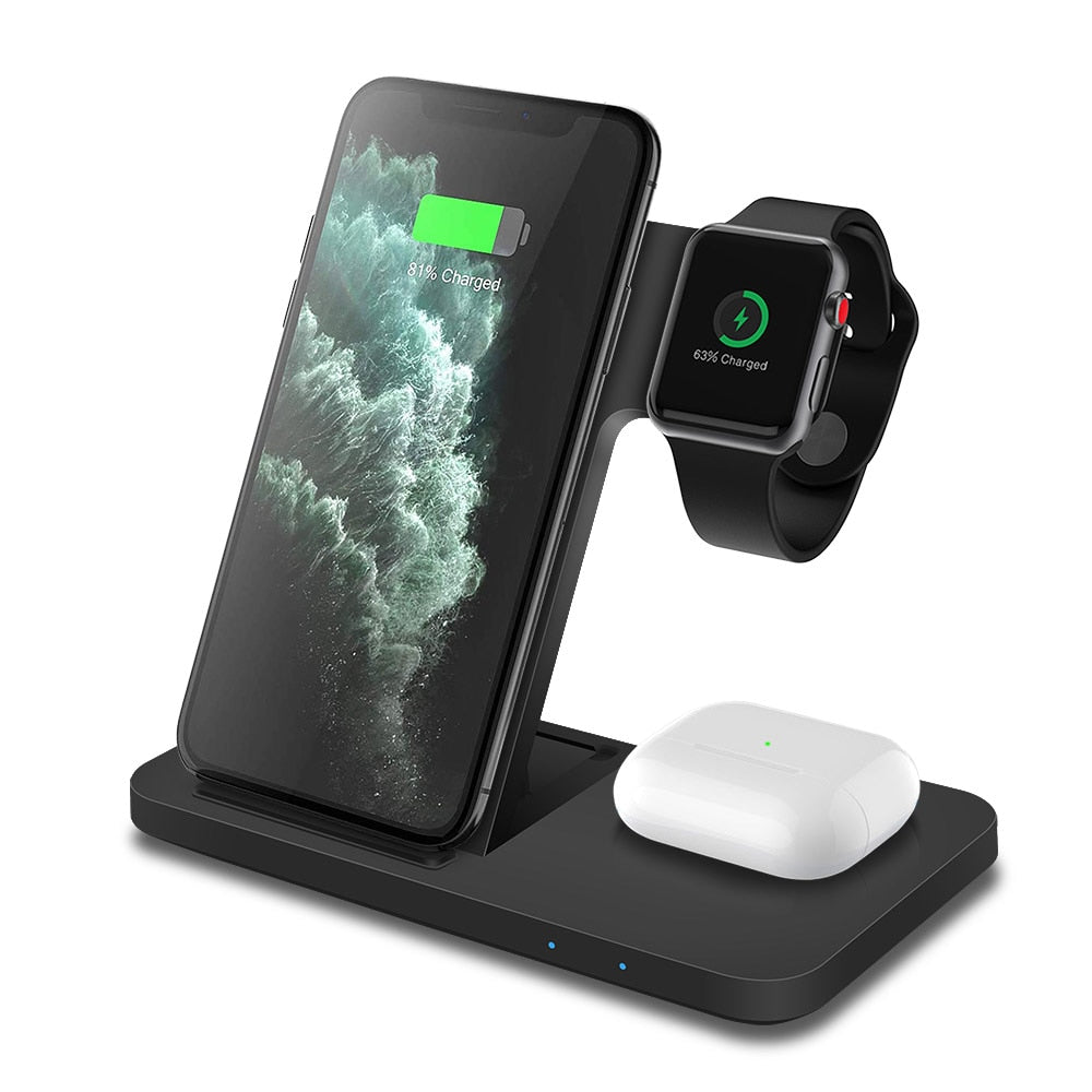 DCAE 15W Qi Fast Wireless Charger Dock Station For iPhone 14 13 12 11 XS XR X 8 Apple Watch 7 6 SE AirPods 3 Pro Charging Stand