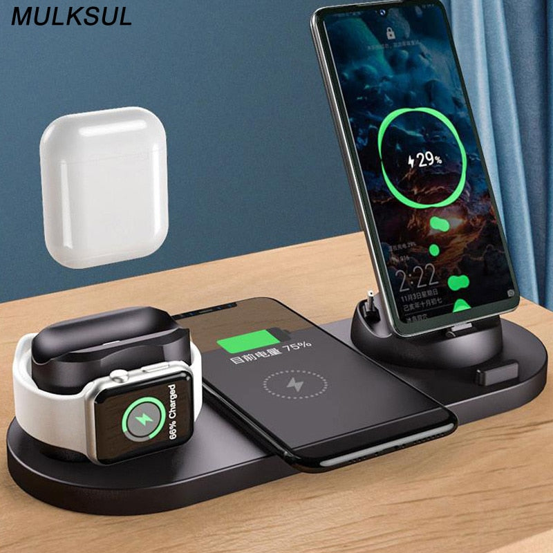 2022 Wireless Charger for iPhone 14 13 Fast Charger for iphone Fast Charging Pad for Apple Watch 6 in 1 Charging Dock Station