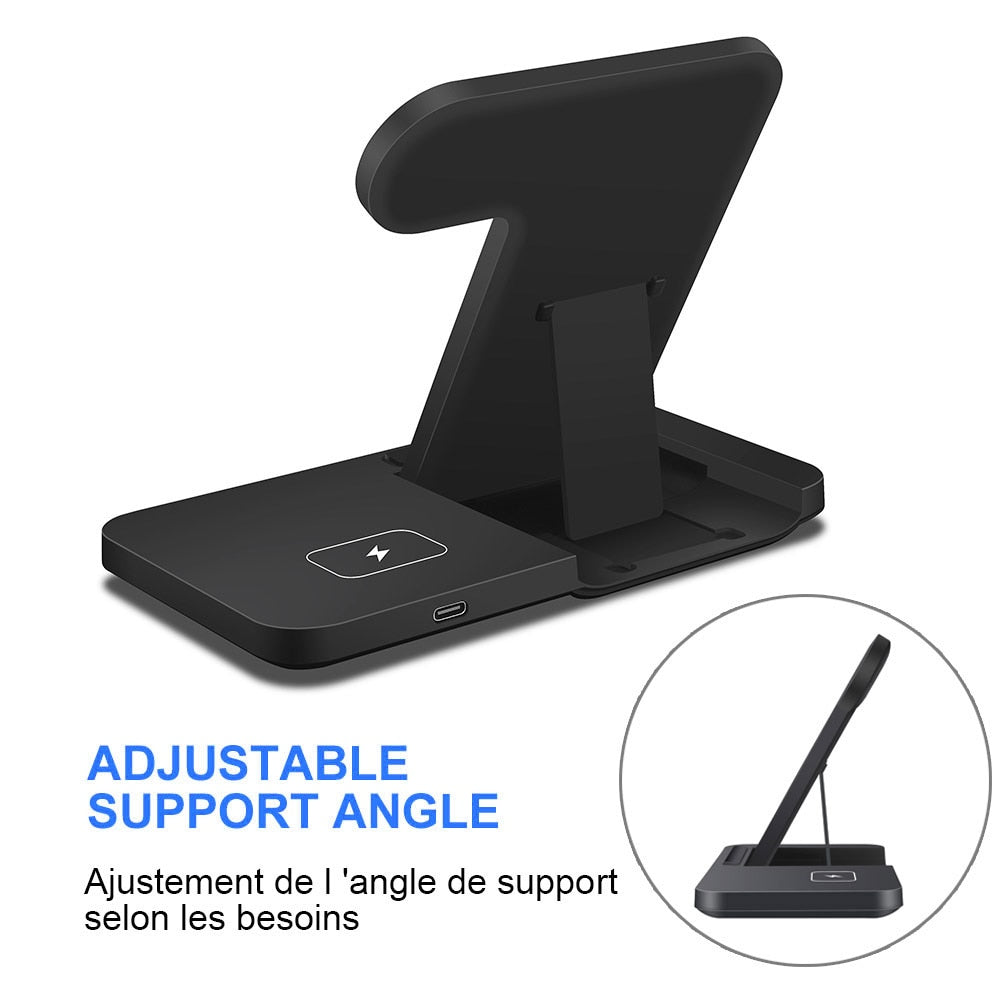 DCAE 15W Qi Fast Wireless Charger Dock Station For iPhone 14 13 12 11 XS XR X 8 Apple Watch 7 6 SE AirPods 3 Pro Charging Stand