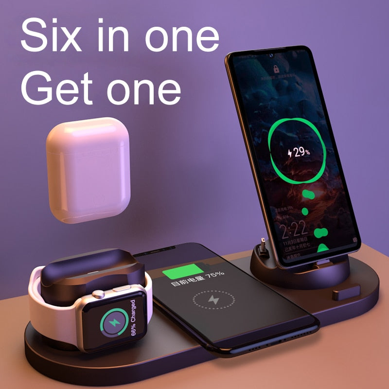 2022 Wireless Charger for iPhone 14 13 Fast Charger for iphone Fast Charging Pad for Apple Watch 6 in 1 Charging Dock Station