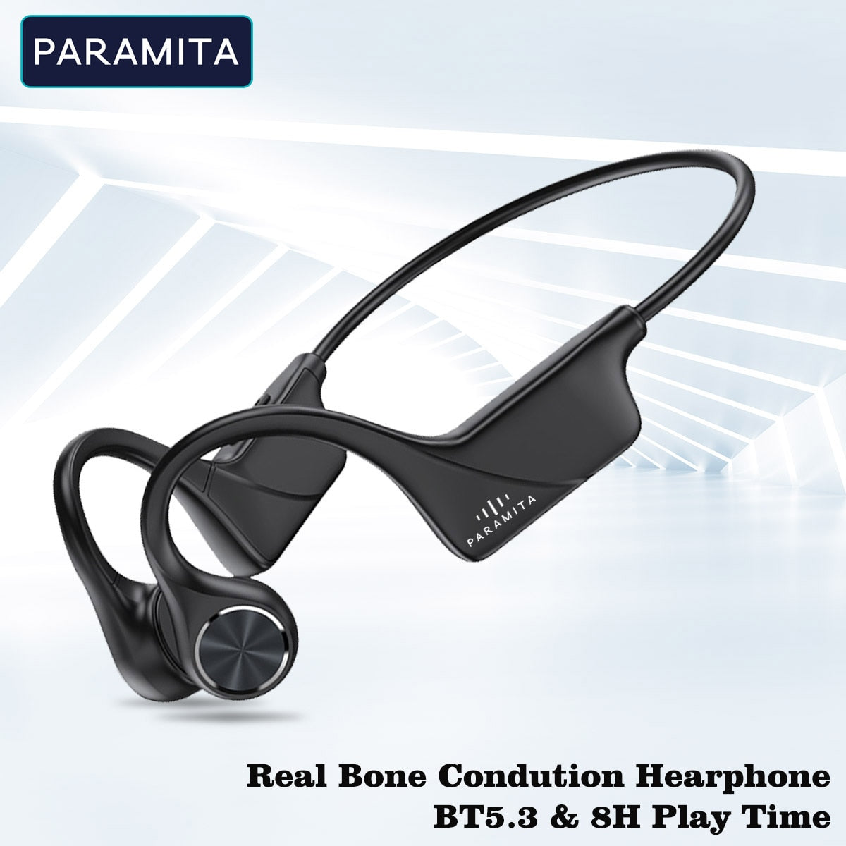 Real Bone Conduction Headphones Bluetooth Wireless Earphones Waterproof Sports Headset with Mic for Workouts Running Driving