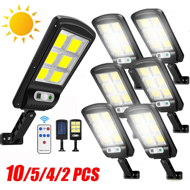 LED Solar Wall Light Outdoor Solar Lamp PIR Motion Sensor Solar Powered Sunlight Street Light for Garden 3 Modes Remote Control