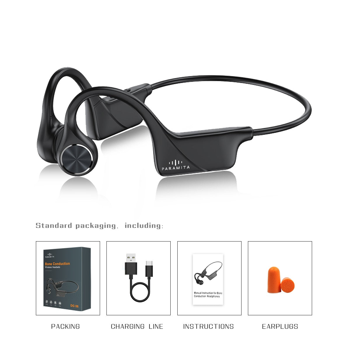 Real Bone Conduction Headphones Bluetooth Wireless Earphones Waterproof Sports Headset with Mic for Workouts Running Driving