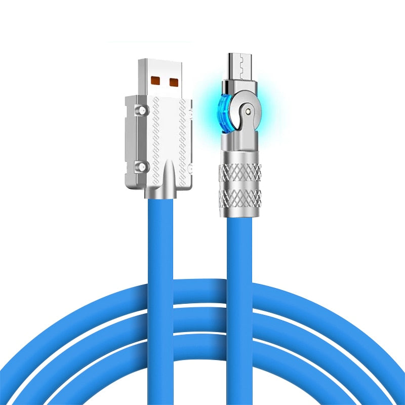 New 180° Rotatable 120w Super Fast Charging Cable for Huawei Apple Xiaomi Android Phone Charging Cable Elbow Cable for Game
