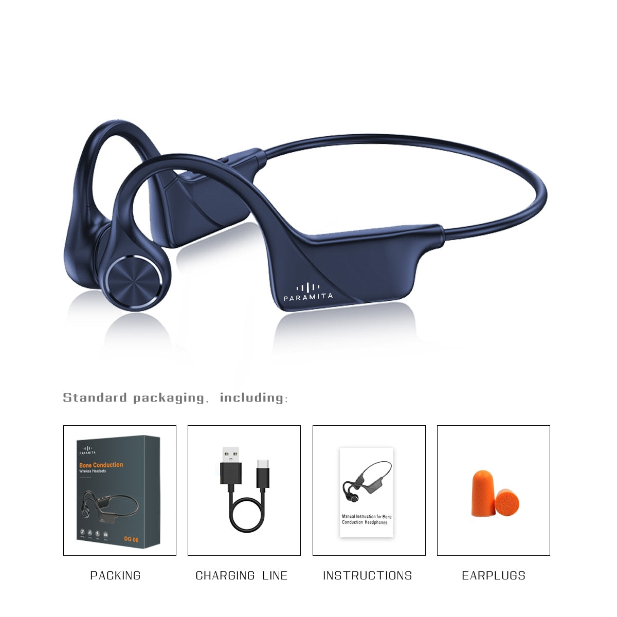 Real Bone Conduction Headphones Bluetooth Wireless Earphones Waterproof Sports Headset with Mic for Workouts Running Driving