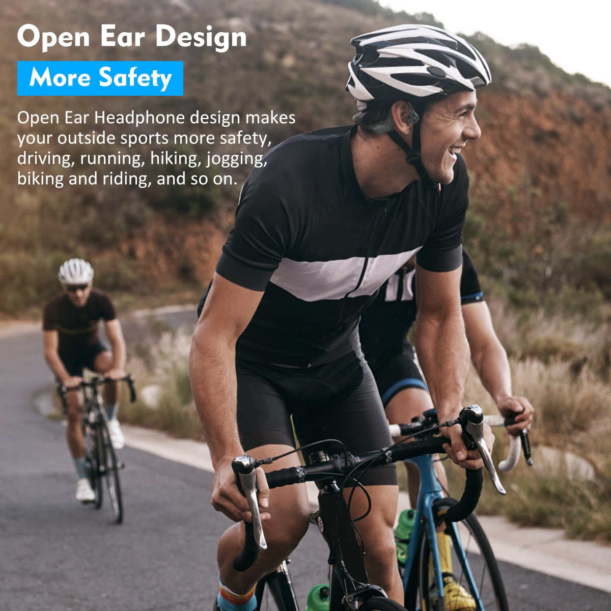 Real Bone Conduction Headphones Bluetooth Wireless Earphones Waterproof Sports Headset with Mic for Workouts Running Driving