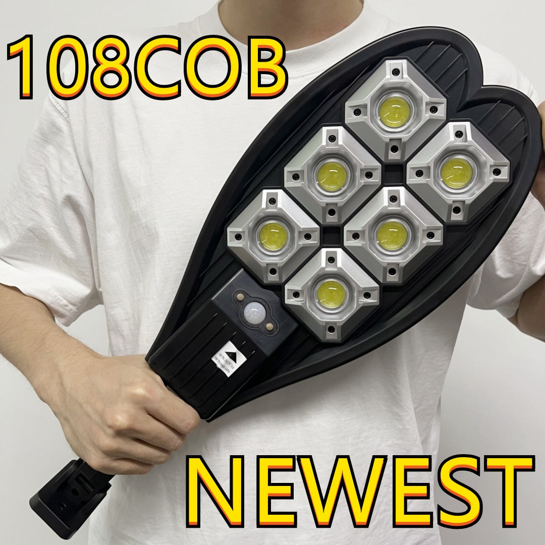 Solar Street Lights Outdoor 108COB Light Control Motion Sensor Dusk to Dawn Security Led Solar Street Light for Square Garden