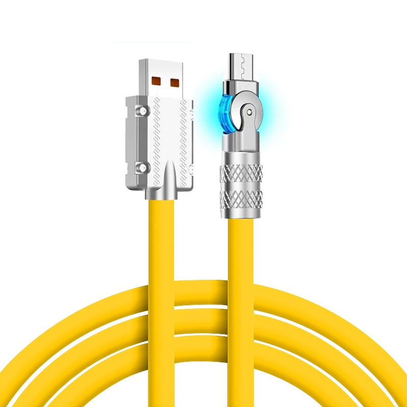 New 180° Rotatable 120w Super Fast Charging Cable for Huawei Apple Xiaomi Android Phone Charging Cable Elbow Cable for Game
