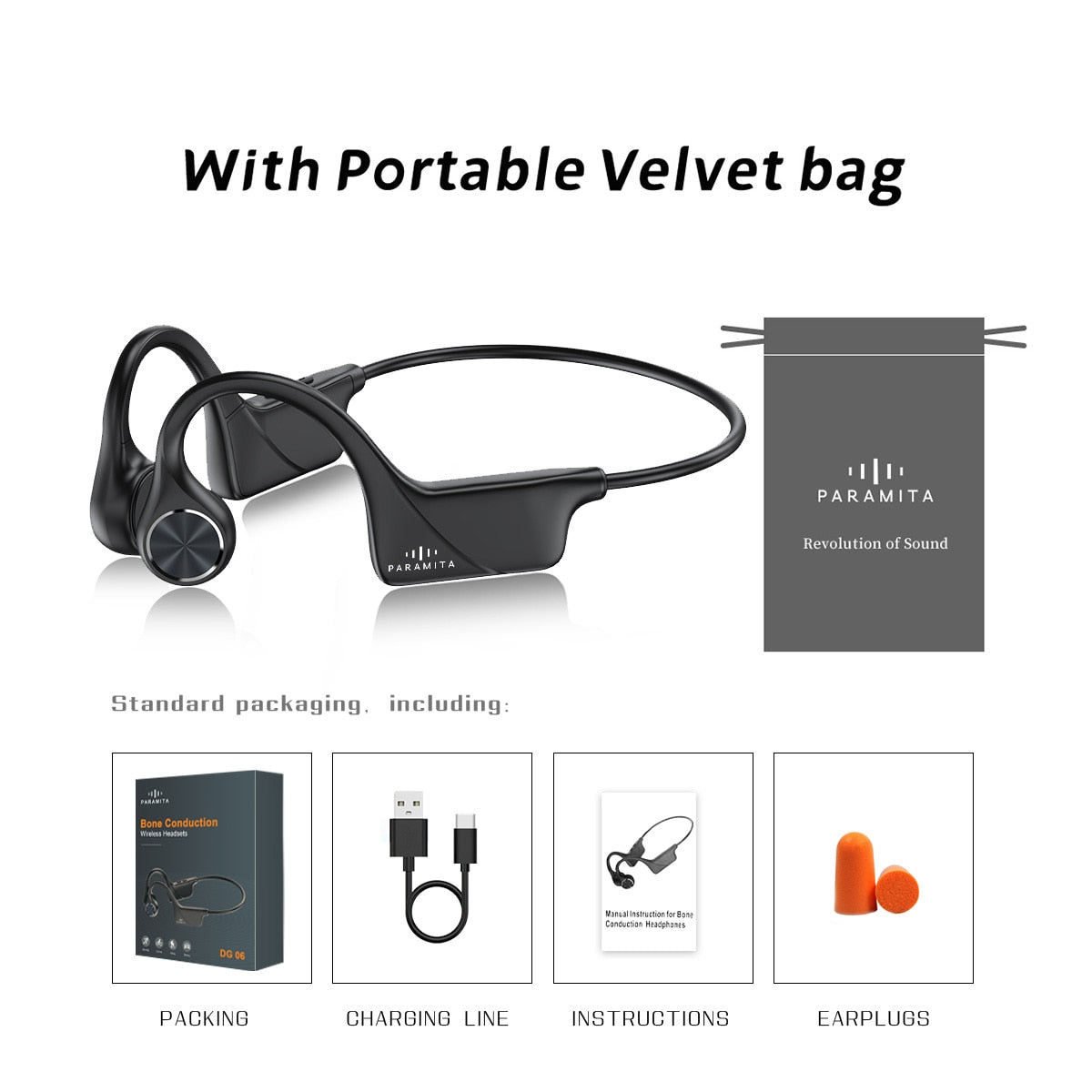 Real Bone Conduction Headphones Bluetooth Wireless Earphones Waterproof Sports Headset with Mic for Workouts Running Driving