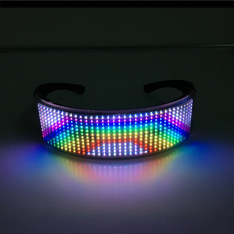 App Control Bluetooth Led Party Glasses Customized Languages USB Charge Flashing Luminous Eyewear Christmas Concert Sunglasses