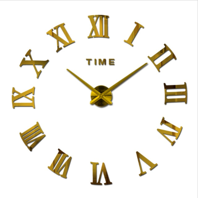 2021 New Diy Wall Clock 3D Home Decor Large Roman Mirror Fashion Modern Quartz Art Clocks living Room Watch Free Shipping