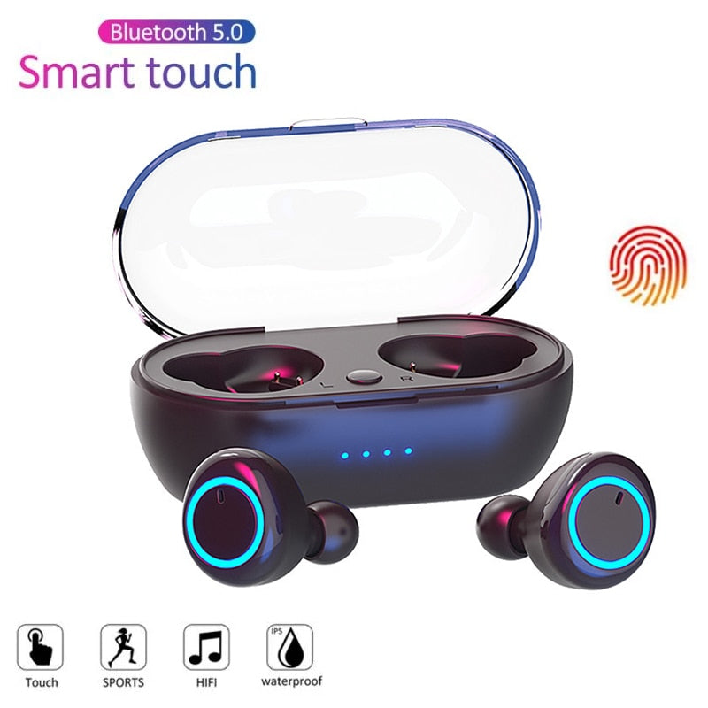 Y50 TWS Compatible-Bluetooth 5.0 Earphone Wireless Headset Deep Bass Earbuds Sport Earphones In-Ear Button Control Headphones
