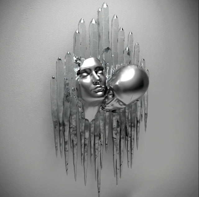 Abstract Metal Figure Statue Canvas Painting Wall Art Picture Couples Wing Baby Sculpture Lover Poster Prints Home Decor Gifts