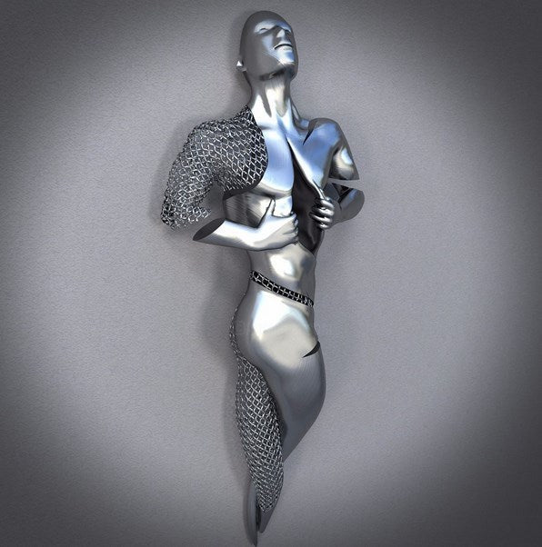 Abstract Metal Figure Statue Canvas Painting Wall Art Picture Couples Wing Baby Sculpture Lover Poster Prints Home Decor Gifts