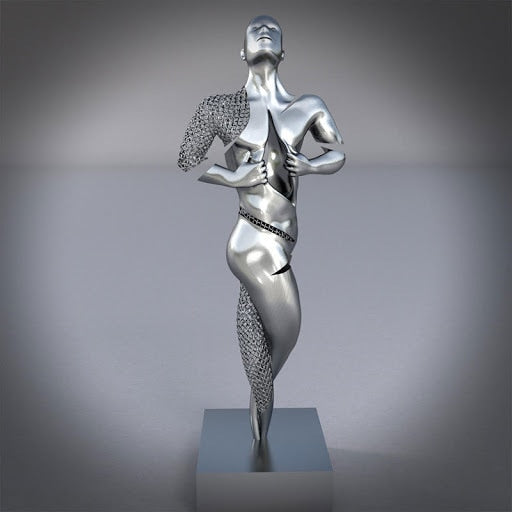 Abstract Metal Figure Statue Canvas Painting Wall Art Picture Couples Wing Baby Sculpture Lover Poster Prints Home Decor Gifts
