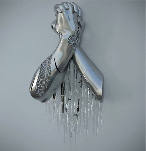 Abstract Metal Figure Statue Canvas Painting Wall Art Picture Couples Wing Baby Sculpture Lover Poster Prints Home Decor Gifts