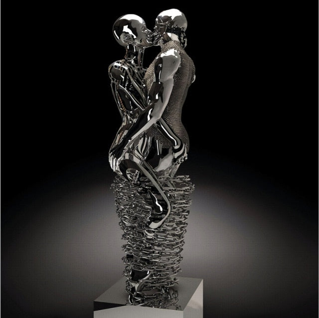 Abstract Metal Figure Statue Canvas Painting Wall Art Picture Couples Wing Baby Sculpture Lover Poster Prints Home Decor Gifts