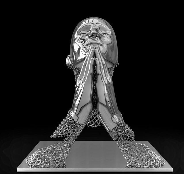 Abstract Metal Figure Statue Canvas Painting Wall Art Picture Couples Wing Baby Sculpture Lover Poster Prints Home Decor Gifts
