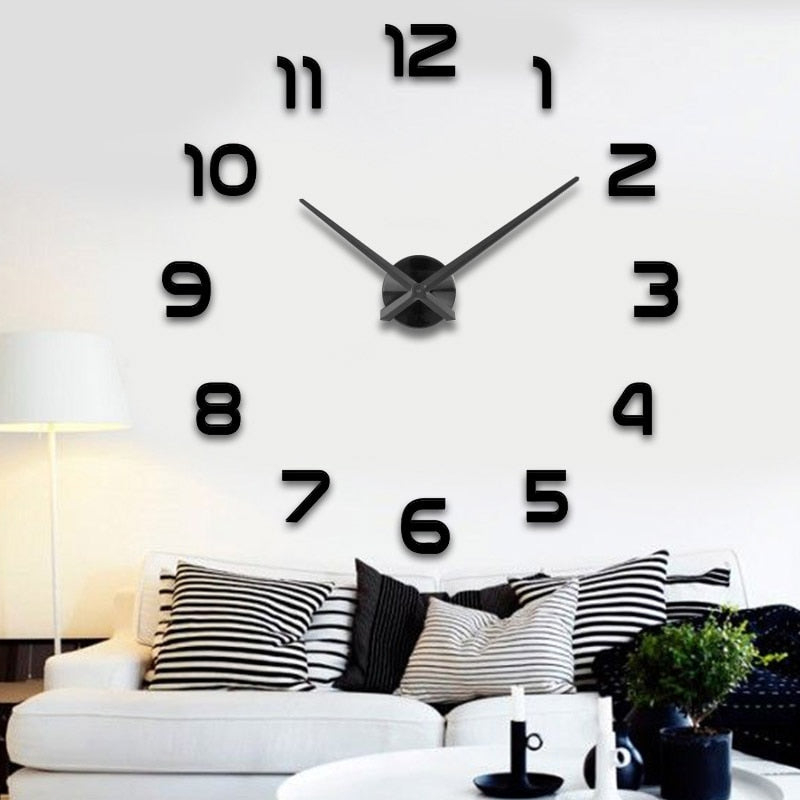 3D Big Size Geometry Wall Clock Mirror Sticker DIY Brief Living Room Meetting Room Decor Art Mirror Kids Room Home Decor