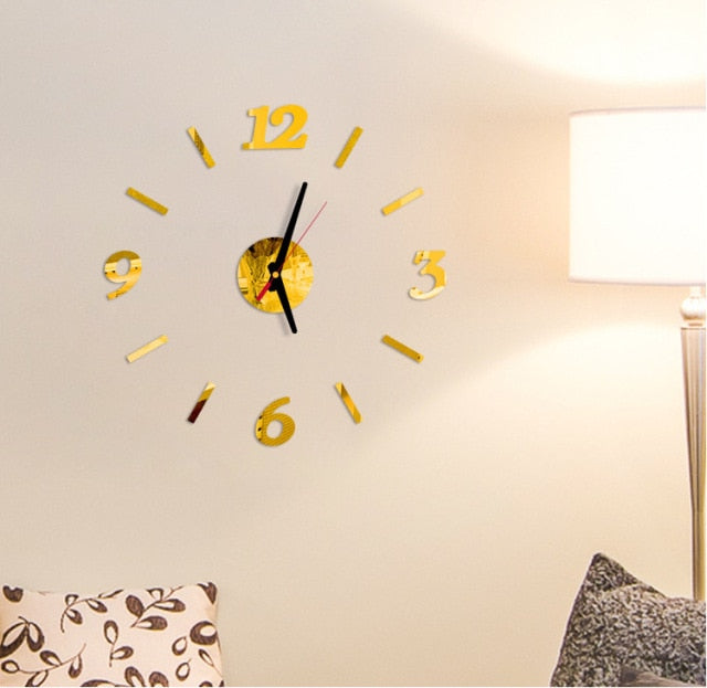 3D Big Size Geometry Wall Clock Mirror Sticker DIY Brief Living Room Meetting Room Decor Art Mirror Kids Room Home Decor