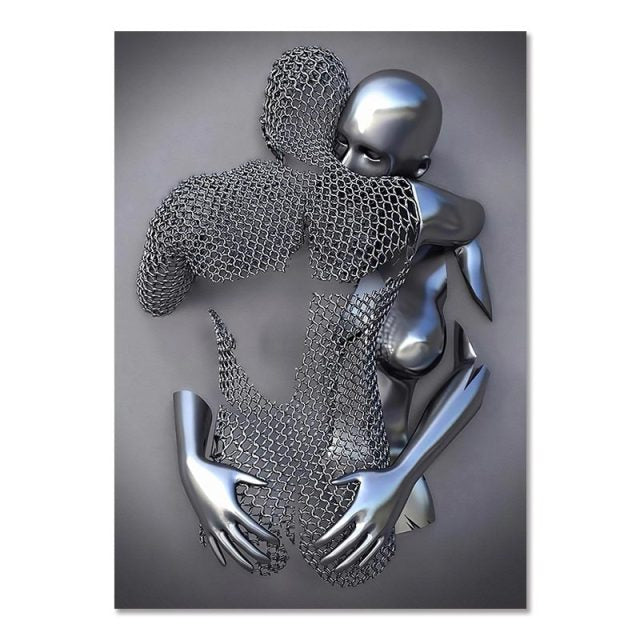 Metal Figure Statue Canvas Painting Romantic Abstract Posters Prints Wall Art Pictures Modern Living Room Decorations for Home