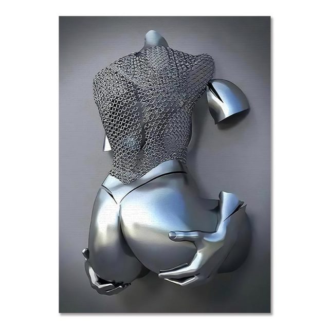 Metal Figure Statue Canvas Painting Romantic Abstract Posters Prints Wall Art Pictures Modern Living Room Decorations for Home