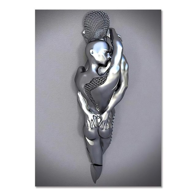 Metal Figure Statue Canvas Painting Romantic Abstract Posters Prints Wall Art Pictures Modern Living Room Decorations for Home