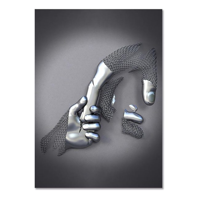 Metal Figure Statue Canvas Painting Romantic Abstract Posters Prints Wall Art Pictures Modern Living Room Decorations for Home