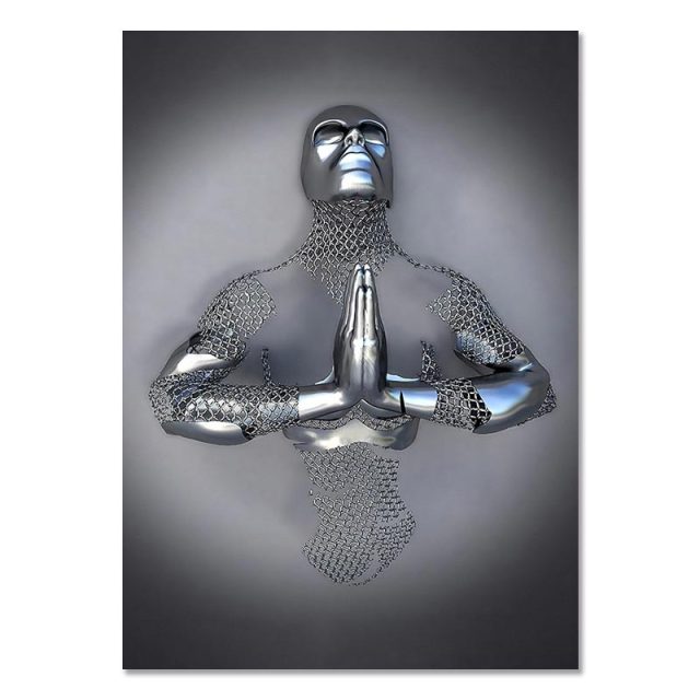 Metal Figure Statue Canvas Painting Romantic Abstract Posters Prints Wall Art Pictures Modern Living Room Decorations for Home