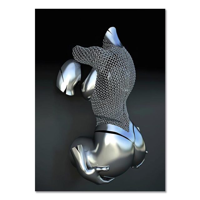 Metal Figure Statue Canvas Painting Romantic Abstract Posters Prints Wall Art Pictures Modern Living Room Decorations for Home